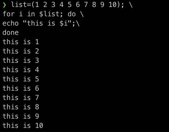 bash for-loop